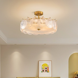 大观园（DGY）法式复古卧室吊灯轻奢玻璃水晶灯创意贝壳客厅餐厅灯中山灯具413O 1086-清光50CM-三色变光