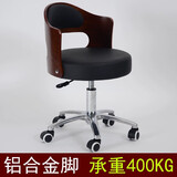 实木小巧电脑椅子简约书桌学生升降椅书房椅家用靠背美容美甲转椅 高配铝合金脚+棕木黑色皮