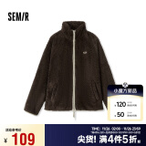 森马（Semir）外套女插肩袖珊瑚绒仿羊羔毛2024冬季立领宽松夹克109724108003