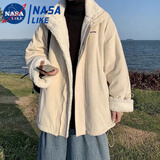 忆克萨羊羔毛棉衣情侣棉衣男冬季痞帅羽绒棉服ins港风两面穿PU皮厚外套 淘惑T92 羊羔毛杏色 3XL（155斤-210斤）