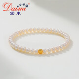 黛米（daimi）白色淡水小baby珍珠手链弹力绳款送女友礼物足金手链手串手饰 【SL176】精选5-6mm金重约0.03g