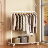 安尔雅衣架落地可移动衣帽架卧室内铁艺收纳挂衣服架子阳台衣架