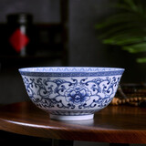 LICHEN釉下彩陶瓷碗景德镇高温青花瓷器餐具如意牡丹餐具中式仿古风格 7英寸面碗