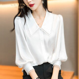 淳咪娜 欧货时尚宽松衬衫女设计感小众短款时尚洋气上衣女新品棉质女装 新白色（new） XL（建议109-121斤）