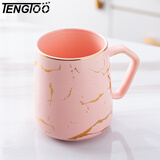 TENGTOO 情侣漱口杯陶瓷欧式北欧套装刷牙杯简约小清新洗漱杯 粉金纹杯
