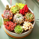 简诗多肉植物带盆绿植花卉盆栽组合套餐办公室多肉diy创意微景观盆景 10颗多肉随机+陶瓷白盆