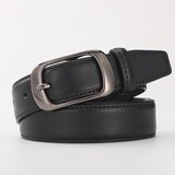 啄木鸟皮带女牛皮韩版装饰休闲真皮腰带女简约百搭针扣裤带送人生日礼物 枪色扣头黑带身【正品礼盒装】 110cm