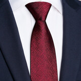 IFSONG领带男正装商务高档西装学生韩版红色结婚婚礼手打拉链免打礼盒装 酒红黑格(拉链款)