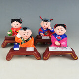 红泥坊天津泥人张彩塑琴棋书画吹拉弹唱经典手工艺品中国风装饰商务礼品 大琴棋书画(人物高9cm)