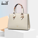 danxilu真皮鳄鱼纹包包女包轻奢女士包包大容量手提包生日礼物送妈妈 【鳄鱼纹牛皮】米白
