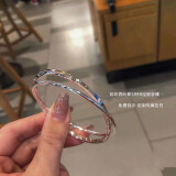 莘月999足银手镯女年轻款闭口实心四叶草妈妈银镯子送女友礼物刻字 双环四叶草手镯（56.58.60圈口）