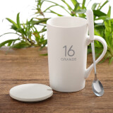 布丁瓷艺 创意陶瓷杯子马克杯带盖带勺情侣水杯咖啡杯牛奶杯 16号陶瓷盖+精品勺
