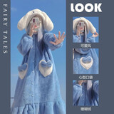 诗莉奥（SHILIAO）可爱珊瑚绒睡衣女冬季睡裙加绒加厚加厚保暖学生可爱加厚珊瑚绒 玉桂狗睡袍+裤子 均码 【适合80-160斤】