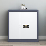 佰贺 保密柜矮柜密码文件柜铁皮柜家用小型保险柜办公室涉密资料柜 灰白双色矮柜密码锁 单层承重40kg