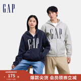 Gap男女装2024秋季新款印花字母logo抓绒连帽卫衣休闲660128外套 灰色 165/88A(S) 亚洲尺码