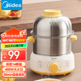 美的（Midea）煮蛋器蒸蛋器双层14颗蛋家用自动断电迷你鸡蛋羹神器防干烧不锈钢便携式MZ-ZDE1602