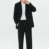 兰威费雷痞帅休闲西服男装春季宽松韩版男士秋冬小西装外套 上衣+裤 L （110-120斤）