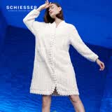 舒雅女士V领加厚舒棉绒剪花开衫睡衣家居服长袖睡裙E1/23510D 米白 S