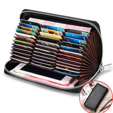 WILLIAMPOLO英皇保罗鳄鱼纹风琴卡包牛皮防盗刷手包35卡多功能手机长款钱包 黑色B款(36卡位) 配专柜礼盒