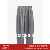 Basic House/百家好加厚加绒休闲裤女秋冬香蕉裤奶奶裤保暖百搭宽松显瘦新款 灰色 S80-100斤