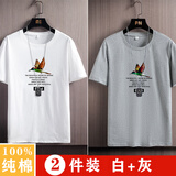 缤果城纯棉短袖T恤男士打底衫夏季情侣装圆领 DT006(白+灰) L
