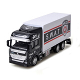 凌速 合金车仿真模型玩具车模 1:48回力军事工程车 运输垃圾车搅拌汽车警车挖掘机消防车 清障警务运输车