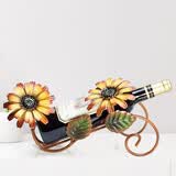 康之润红酒架摆件欧式创意葡萄酒架酒瓶架铁艺家居仿真红酒架子展示架 彩色向日葵