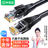 毕亚兹 单屏蔽六类网线 CAT6类千兆极速8芯双绞 工程家用电脑宽带监控电脑网络跳线成品网线 黑色30米