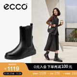 爱步（ECCO）靴子女 冬季中筒靴简约平跟切尔西靴 新潮216223 黑色21622301001 35