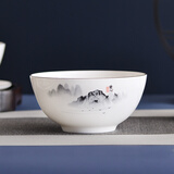 国玥骨瓷盘子家用碟子陶瓷饭盘中式沙拉盘单品自选高温骨质瓷釉中彩 江山如画6英寸澳碗一个