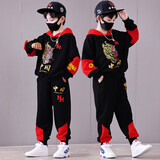 宇龙童话童装男童秋冬款加绒儿童套装卫衣中国风9岁国潮帅气秋季衣服裤子 春秋款套装+帽子墨镜 140 码建议身高1.3米左右