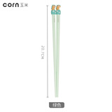 玉米（CORN）儿童合金筷子卡通可爱儿童筷子防滑宝宝家用吃饭小短筷幼儿园专用 绿色恐龙合金筷【抗菌率99%】