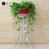 九千谷花架客厅家用绿萝吊兰铁艺花架子80cm白色阳台植物收纳多功能4900