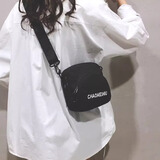 鹏境斜挎包女休闲小方包韩版斜肩单肩帆布背包潮流大容量运动手机包 CHAO【经典黑】