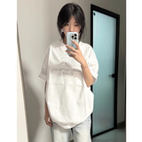 娇茹妮纯棉国潮字母印花短袖t恤女学生宽松白色百搭情侣班服半袖上衣服 白色【260克100%高品质纯棉】 M (83—105斤）