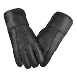 兰迪惟依羊皮羊毛皮毛一体真皮手套男女冬季户外骑车防风防水保暖加厚分指 黑色拼接款