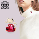 皇家莎莎胸针胸花女日韩气质可爱猫咪毛衣别针迷你领针衬衫配饰品 红色
