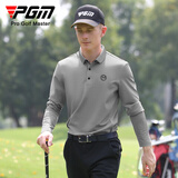 PGM 新品 高尔夫服装 男士长袖t恤 秋冬季翻领POLO衫 golf男装上衣 YF480-灰色 XL