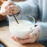 哲韵 耐热钢化玻璃杯早餐杯带把玻璃杯子酸奶碗燕麦杯大肚杯牛奶杯 早餐杯 470ml 1只