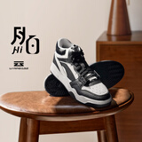 李宁月白hi丨减震板鞋休闲鞋男鞋春夏季小白鞋回弹中帮运动时尚鞋 黑色/云雾白-5 42