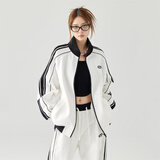 GOLFCROSS潮牌情侣款学院风条纹撞色立领宽松开衫卫衣外套 白色 XL 