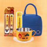 乐扣乐扣小学生开学专用饭盒套装汤碗儿童筷子勺子餐具便携式带盖双耳汤碗 韩服大碗+原装勺叉+盒子+蓝包