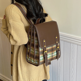 伊梵络小众设计英伦风双肩包包女2025新款秋冬复古简约百搭外出背包 绿色