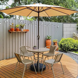 户外桌椅庭院露天套装阳台院子休闲露台烧烤遮阳伞室外4椅一桌茶 80香槟圆桌+4香槟椅+2.7m伞