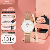 丹尼尔惠灵顿（DanielWellington） DW女表简约腕表28mm白盘石英表520礼物DW00100219+DW00400001