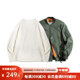 马登工装 美式复古MA-1飞行员夹克休闲棒球服短款外套春秋男潮痞帅 绿色MA1+米白长T M