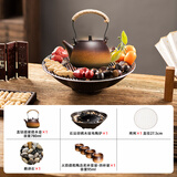 容山堂粗陶茶壶煮茶器茶具套装泡茶壶烧水壶电陶炉围炉煮茶碳炉酒精炉 直钮提梁围炉煮茶四杯套装-2