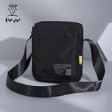 菲都狄都（Fido Dido）男包牛津布单肩包男斜跨小包休闲多层轻便帆布包运动尼龙户外防水 黑色竖款小号