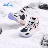361°儿童棉鞋25冬男女童3-14岁加绒保暖革面户外运动鞋 黑33