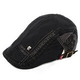 三本青鸭舌帽时尚百搭贝雷帽潮男士遮阳帽英伦前进帽 黑色 1